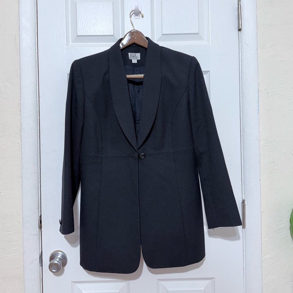 Emily Women's 2pc Pant Suit Set Size 12 Black Career Business Professional - Picture 16 of 16